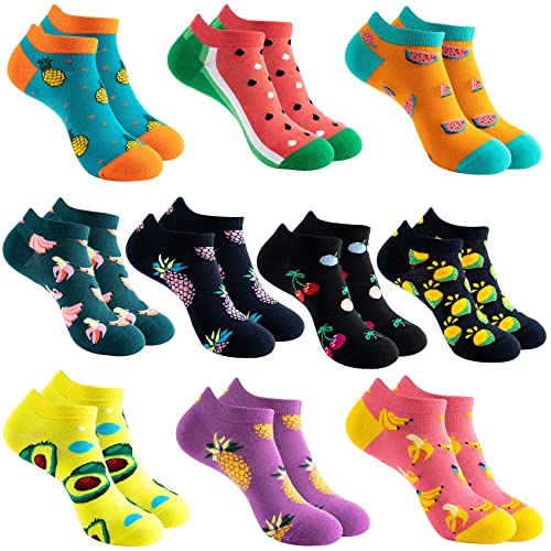 Sunvivid Damen Sneakers Socken Lustige Bunte Socken aus Baumwolle Sportsocken Lässig Kurzsocken Sneakersocken Kurze Knöchelsocken, Größe: 35-42, 10 Paar von Sunvivid