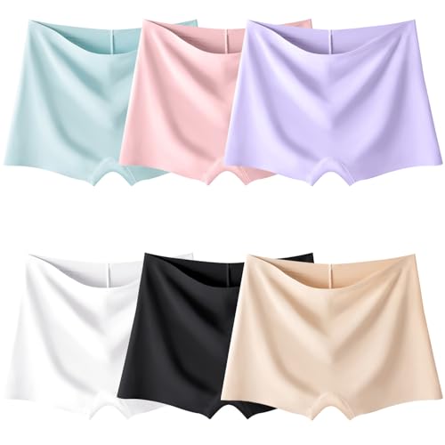 Sunvivid Teenager Mädchen Boxershorts Nahtlose Unterhosen Atmungsaktive Unterwäsche Schnelltrocknend Unsichtbar Panties Höschen für Unter Röcken Kinder 8-18 Jahren - 6er Pack von Sunvivid