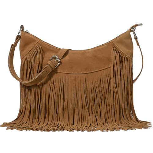 Sunwel Fashion Damen-Hobo-Tasche mit Fransen, Western-Geldbörse, Umhängetasche, veganes Wildleder, Quaste, Hippie-Umhängetasche, Braunes Band Sunwel Fashion Damen-Hobo-Tasche mit Fransen, Western-Geldbörse, Umhängetasche, veganes Wildleder, Quaste, Hippie-Umhängetasche, Braunes Band von Sunwel Fashion