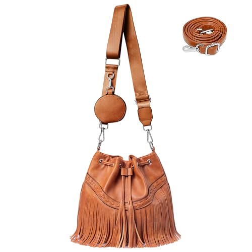 Sunwel Fashion Damen-Hobo-Tasche mit Fransen, Western-Geldbörse, veganes Leder, Quaste, Hippie-Schultertasche, Umhängetasche, Braun Sunwel Fashion Damen-Hobo-Tasche mit Fransen, Western-Geldbörse, veganes Leder, Quaste, Hippie-Schultertasche, Umhängetasche, Braun von Sunwel Fashion