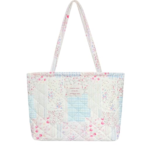 Sunwel Fashion Damen Tasche mit Reißverschluss, gesteppt, Blumenmuster, kleine Tragetasche für Arbeit, Reisen, Fitnessstudio, Shopping, Strand, Flowerpatch von Sunwel Fashion