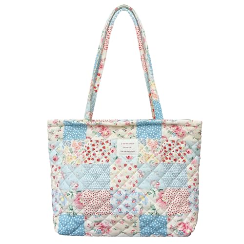 Sunwel Fashion Damen Tasche mit Reißverschluss, gesteppt, Blumenmuster, kleine Tragetasche für Arbeit, Reisen, Fitnessstudio, Einkaufen, Strand, Pestelpatch von Sunwel Fashion