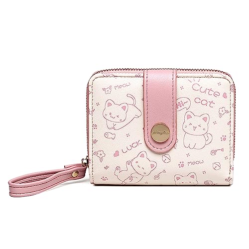 Sunwel Fashion Kawaii Prints Katzen-Geldbörse mit Reißverschluss außen, Münzgeldbörse, zweifache Geldscheintasche, Kreditkartenhalter, Ausweisfenster, Pink, Faltbare Brieftasche Sunwel Fashion Kawaii Prints Katzen-Geldbörse mit Reißverschluss außen, Münzgeldbörse, zweifache Geldscheintasche, Kreditkartenhalter, Ausweisfenster, Pink, Faltbare Brieftasche von Sunwel Fashion