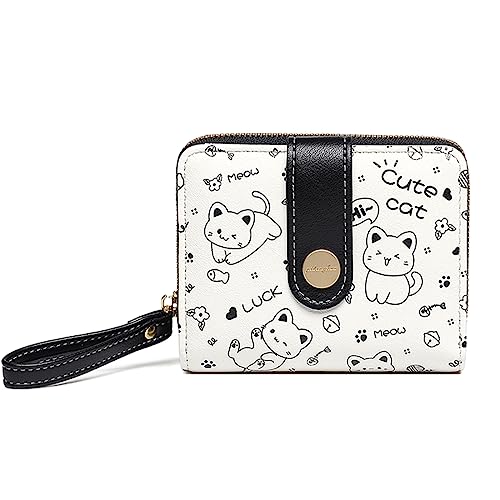 Sunwel Fashion Kawaii Prints Katzen-Geldbörse mit Reißverschluss außen, Münzgeldbörse, zweifache Geldscheintasche, Kreditkartenhalter, Ausweisfenster, Schwarz, Faltbare Brieftasche Sunwel Fashion Kawaii Prints Katzen-Geldbörse mit Reißverschluss außen, Münzgeldbörse, zweifache Geldscheintasche, Kreditkartenhalter, Ausweisfenster, Schwarz, Faltbare Brieftasche von Sunwel Fashion