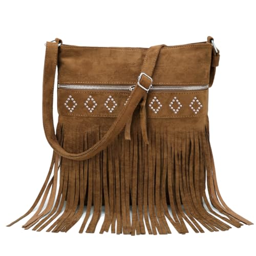 Sunwel Fashion Western-Fransentasche, Cowgirl-Geldbörse, Wildlederimitat, Crossbody-Tasche mit Quaste, Landhaus-Outfit für Damen, CAMEL Sunwel Fashion Western-Fransentasche, Cowgirl-Geldbörse, Wildlederimitat, Crossbody-Tasche mit Quaste, Landhaus-Outfit für Damen, CAMEL von Sunwel Fashion
