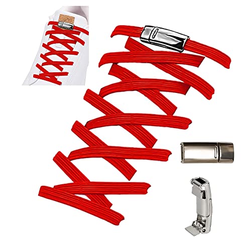 Aktualisiert 2 Paar Magnetische Schließende Elastische Schnürsenkel,Schnürsenkel Ohne Binden Für Kinder/Erwachsener,Magnetverschluss Metall Verriegelung Gummi Schnürsenkel-Kein Werkzeug Erforderlich von Sunwuun