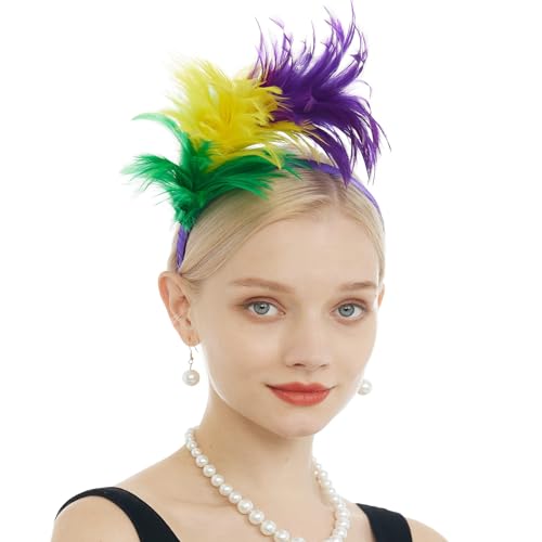 Bunte Feder-Haarbänder, Haarreif Hochzeit Kopfbedeckung, Fasching, Papagei Kostüm, Kopfschmuck Karneval, Federn Fascinator Damen von Sunwuun