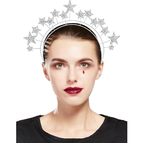 Haarreif Sterne,Haarreif Glitzer Sterne Silber,Stern Stirnband,Weihnachten Fasching Karneval Party Kostüm Accessoires,Haarreif Karneval Damen von Sunwuun