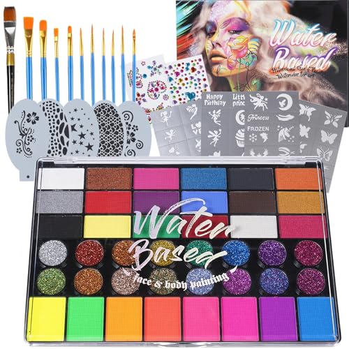 Kinderschminke, Face Body Paint Fasching Schminke Kinder, Schminkset Halloween Gesichts-Make-Up, Bodypainting Farben Karnevalsschminke Kinder Halloween Schminke Karneval Set Mädchen von Sunwuun