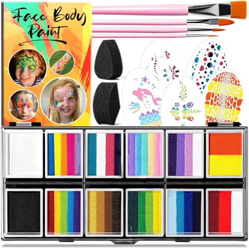 Kinderschminke, Split-Kuchenpalette Face Body Paint Fasching Schminke Kinder, Schminkset Halloween Gesichts-Make-Up,Bodypainting Farben Karnevalsschminke Kinder Halloween Schminke Karneval Set Mädchen von Sunwuun