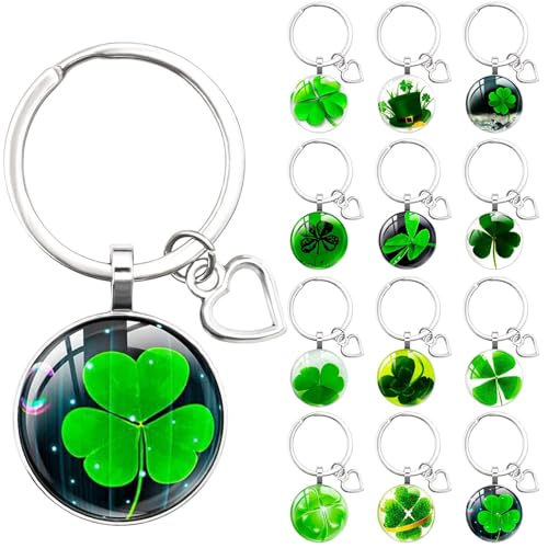 Sunwuun 12 Stück Kleeblatt Glücksbringer Schlüsselanhänger,Acryl Schlüsselanhänger Glücksbringer Kinder,Glücksbringer Silvester Kinder,Geburtstag Neujahr Glücksgeschenk von Sunwuun