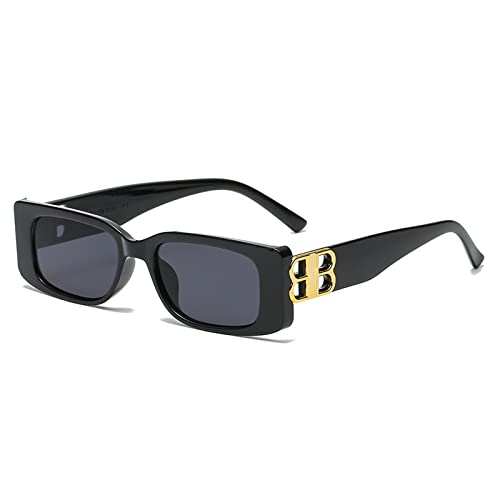 Sunwuun B-Buchstabe Retro Vintage Quadratische Sonnenbrille Damen Sonnenbrille Herren,Sonnenbrille Rave Quadratische Kleine Rahmen Klassisch Trendy Retro-Stil,Lässig im Freien UV-Schutz Sonnenbrille von Sunwuun