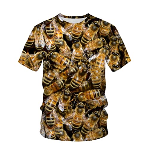 T-Shirt Tier Biene Herren T-Shirt Kreative Mode 3D Digitaldruck Mesh Kurzarmhemd,4XL von Sunxciast