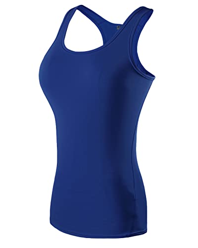 Damen Yoga Tank Tops Sport Tanktop Damen Atmungsaktive Shirts Schnell Trocknend Ärmellos Racerback Fitness Oberteil Blau L von Sunxia