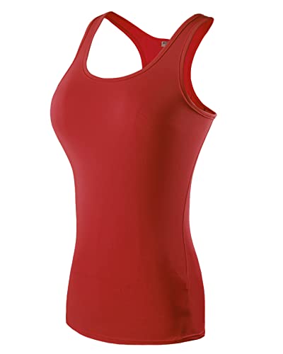 Damen Yoga Tank Tops Sport Tanktop Damen Atmungsaktive Shirts Schnell Trocknend Ärmellos Racerback Fitness Oberteil Rot S von Sunxia