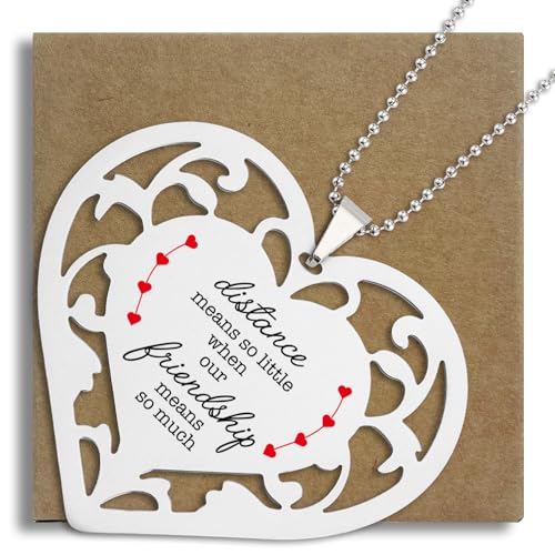 Langstrecken-Freundschaftsgeschenk "Distance Means So Little When Our Friendship Means So Much", herzförmiges Edelstahlornament für beste Freundin, Seelenschwester, Fernfreunde, S2 x 37 Langstrecken-Freundschaftsgeschenk "Distance Means So Little When Our Friendship Means So Much", herzförmiges Edelstahlornament für beste Freundin, Seelenschwester, Fernfreunde, S2 x 37 von SunyJone