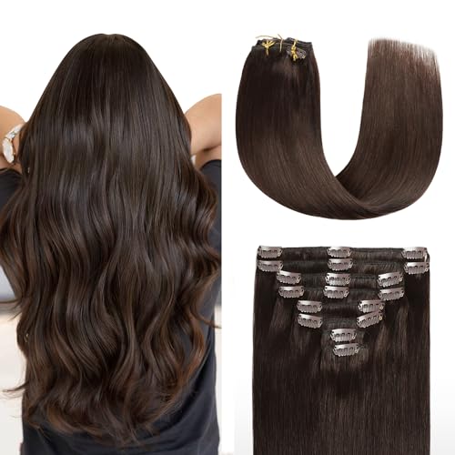 Sunya Clip In Echthaar Extensions Dunkelbraun Clip in Human Hair Extensions Nahtlos Natürlich Glatte Haarverlängerungen for Women Invisible Hair Weft 45cm 120g 8pcs Sunya Clip In Echthaar Extensions Dunkelbraun Clip in Human Hair Extensions Nahtlos Natürlich Glatte Haarverlängerungen for Women Invisible Hair Weft 45cm 120g 8pcs von Sunya