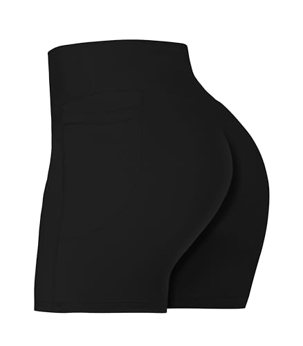 Sunzel 20,3 cm / 12,7 cm / 7,6 cm Bikershorts für Damen mit Taschen, hohe Taille Yoga Workout Shorts, 5" Schwarz, Mittel von Sunzel