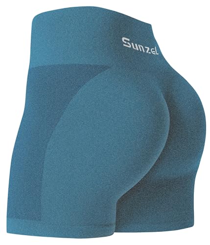 Sunzel Butt Scrunch nahtlose Shorts, Damen 12,7 cm Workout-Shorts, hohe Taille, Stretch-Booty-Shorts für Fitnessstudio/Yoga/Laufen/Radfahren, Teal, Mittel von Sunzel