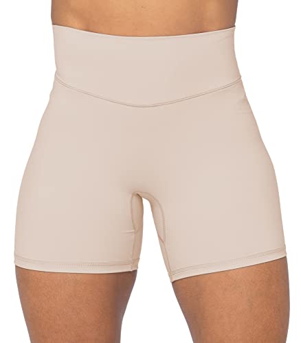 Sunzel Damen Bikershorts in hoher Taille Bauchweg ohne Frontnaht, Beige, Klein von Sunzel