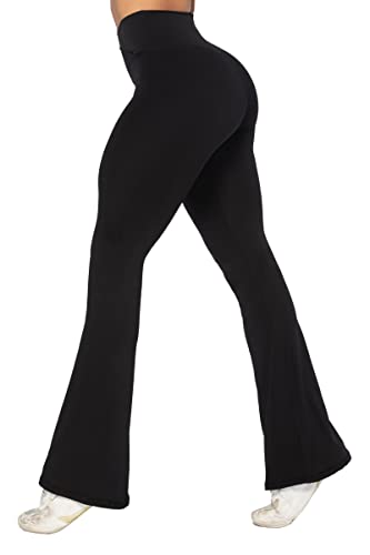 Sunzel Damen Leggings mit Bauchkontrolle, gekreuzter Taille und weitem Bein, Schwarz, S von Sunzel