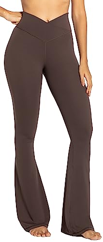 Sunzel Flare Leggings, Crossover Yogahose mit Bauchkontrolle, hohe Taille und weites Bein, Seal Brown, S von Sunzel