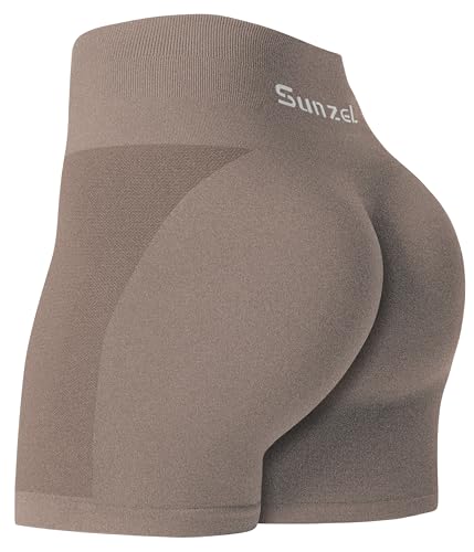 Sunzel Butt Scrunch Nahtlose Damen-Shorts, 12,7 cm, Workout-Shorts, hohe Taille, Stretch, Booty-Shorts für Fitnessstudio/Yoga/Laufen/Radfahren, Kaffee, Klein von Sunzel