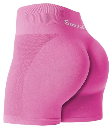 Sunzel Butt Scrunch Nahtlose Damen-Shorts, 12,7 cm, Workout-Shorts, hohe Taille, Stretch, Booty-Shorts für Fitnessstudio/Yoga/Laufen/Radfahren, Pink, Klein von Sunzel