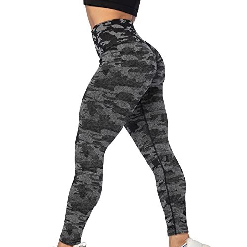 Sunzel Scrunch Butt Lifting Leggings Frauen Hohe Taille Nahtlose Workout Leggings Gym Booty Strumpfhose Bauchkontrolle Yoga Hosen, Camouflage/Schwarz, M von Sunzel