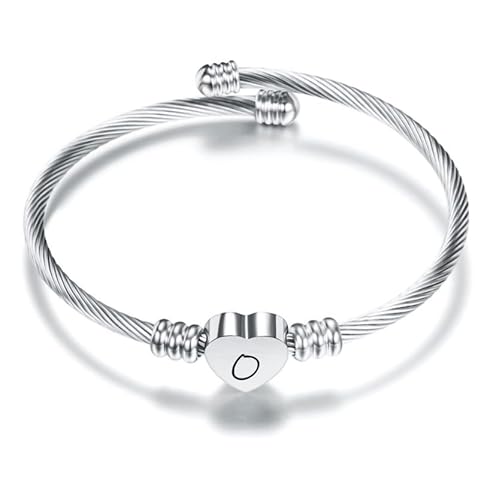 Silber Herz der Liebe 26 Initial A-Z Armband Schmuck Einstellbare Geschenk Tochter Sohn Schwestern Freund Mutter Kollege Valentinstag Geburtstag Weihnachten (O) von Suonie