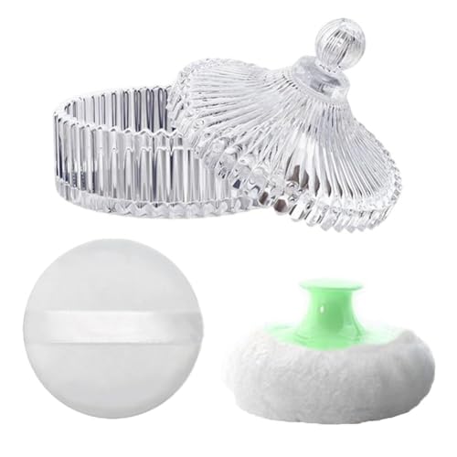 Suoumwa Körperpuderquaste und Behälter-Set, Puderquaste zum Aufstäuben für Frauen, Babys und Behälter für Losen Puder für Nass-Trocken-Make-Up C von Suoumwa