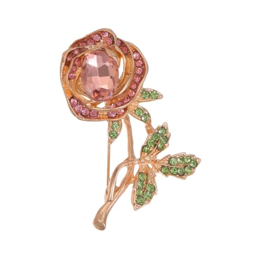 Suoumwa Kristall -Strass -Brosche Stift für Frauen Eleganter Retro Rose Lappel Pin Kubikzirkonia Pink von Suoumwa