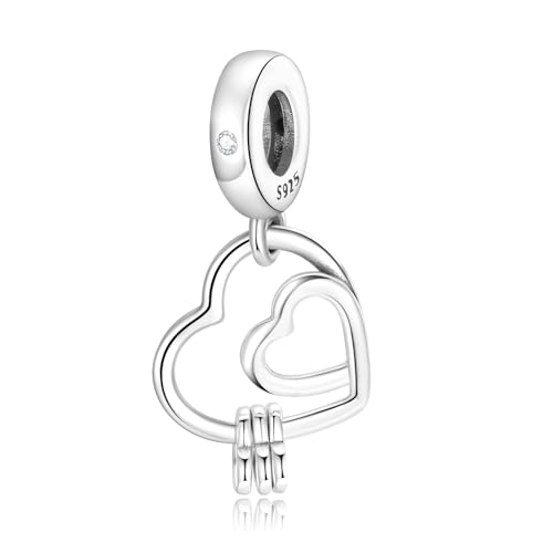 Suoye 925 Sterling Silber Herz Charms Anhänger für Europäische Armbänder Halskette - Silber Charm Anhänger mit Herzform Liebes Anhänger von Suoye