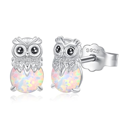 Suoye Eule Ohrstecker 925 Sterling Silber Niedliche Tier Ohrstecker Mädchen Kinder Eule Ohrringe mit Opal von Suoye