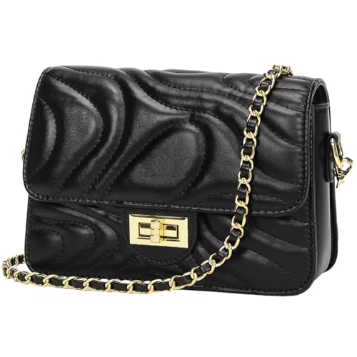 Schultertaschen für Damen, klein, Leder, trendige Damen-Clutch, Cross-Body-Tasche mit Kettenriemen, Schwarz1, Umhängetasche Schultertaschen für Damen, klein, Leder, trendige Damen-Clutch, Cross-Body-Tasche mit Kettenriemen, Schwarz1, Umhängetasche von Supaico