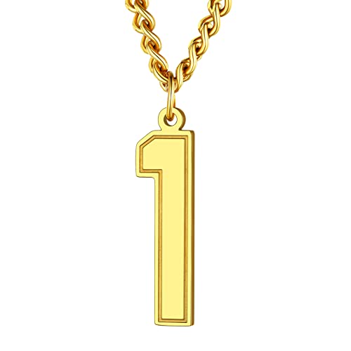 Supcare 18k vergoldet Zahl Ein Kette Damen Nummer 1 Anhänger Halskette für Männer Jungen Hip Hop Rapper Charm Halskette Modeschmuck Accessoire aus Edelstahl Personalisierte Kette von Supcare