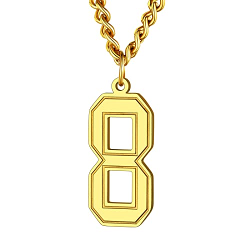 Supcare 18k vergoldet Zahl acht Kette Damen Nummer 8 Anhänger Edelstahl Halskette für Männer Jungen Hip Hop Rapper Charm Halskette Modeschmuck Accessoire von Supcare