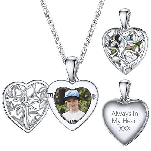 Supcare 46cm Herz Medaillons für Damen Baum des Lebens Medaillon zum Öffnen für Bilder S925 Foto Text Gravur Halskette mit Anhänger Amulett Locket Personalisiert Modeschmuck für Frauen Mädchen von Supcare