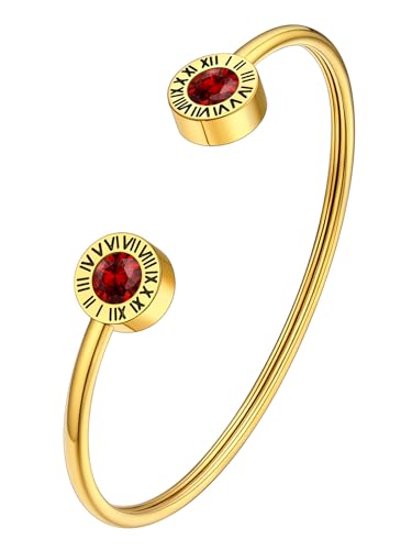 Supcare Armband Damen Gold Offene Armbänder mit Römischen Ziffern Geburtsstein Granat Armband Edelstahl Armreifen Wikinger Bracelet Punk Armschmuck Minimalismus Modeschmuck für Halloween Supcare Armband Damen Gold Offene Armbänder mit Römischen Ziffern Geburtsstein Granat Armband Edelstahl Armreifen Wikinger Bracelet Punk Armschmuck Minimalismus Modeschmuck für Halloween von Supcare