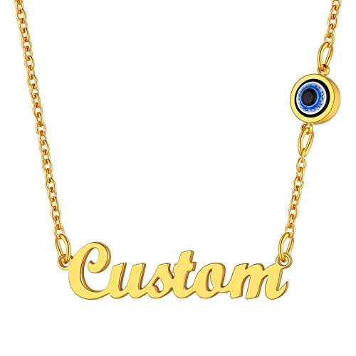 Supcare Blaues Teufelsauge Evil Eye Halskette Damen Custom Namenkette Charm Bösen Blick Anhänger Nazar Boncuk Mode Lucky Amulett Schutz Glücksschmuck Goldkette Necklace für Strand Tanz von Supcare