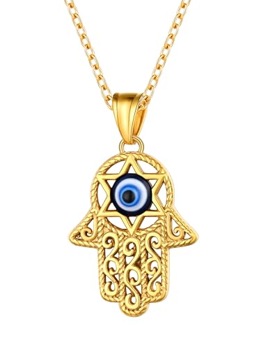 Supcare Damen 6mm Devil's Eye Hamsa Hand Fatima Halskette Sechs Sterne Anhänger Dating Goldkette Böser Blick Türkisches Auge Nazar Hamasa Halskette Schmuck für Mädchen Frauen Supcare Damen 6mm Devil's Eye Hamsa Hand Fatima Halskette Sechs Sterne Anhänger Dating Goldkette Böser Blick Türkisches Auge Nazar Hamasa Halskette Schmuck für Mädchen Frauen von Supcare