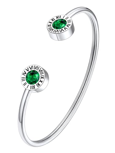 Supcare Damen Armband mit Römischen Ziffern Offene Armbänder Geburtsstein Mai Smaragd Stein Armreifen Silber Edelstahl Freundschaftsarmband Armkette Armschmuck Armbändchen Modeschmuck für Dating Supcare Damen Armband mit Römischen Ziffern Offene Armbänder Geburtsstein Mai Smaragd Stein Armreifen Silber Edelstahl Freundschaftsarmband Armkette Armschmuck Armbändchen Modeschmuck für Dating von Supcare