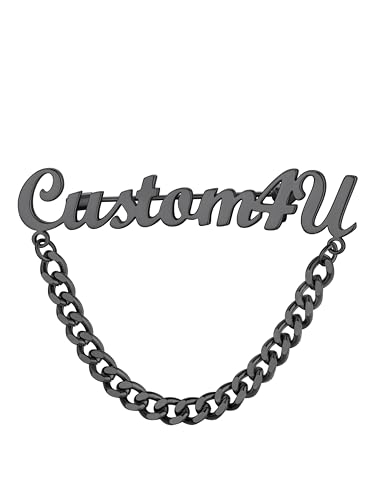 Supcare Damen Brosche Pullover Kleidung Anstecknadeln mit Kette Personalisierte Namensbrosche Custom Broschennadeln Anstecker Schwarz Namenspin Kragen Pins Clip Anzug Modeschmuck für Valentinstag von Supcare