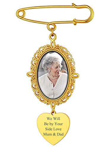 Supcare Damen Brosche mit Foto Oval Anhänger Custom Gravur Personalisierte Broschennadeln Gold Memorial Anstecknadeln Anstecker Charme Photo DIY Pins Clip Zubehör für Brautjungfern von Supcare