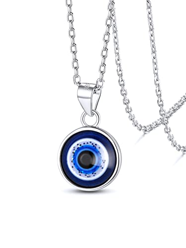 Supcare Damen Evil Eye Halskette Böse Blick Nazar Auge Vintage Herren Anhänger Kette Glücksschmuck für Mädchen aus 925 Sterling-Silber Style A-Weiß von Supcare