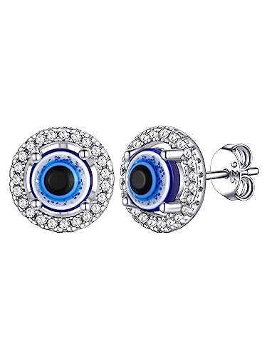 Supcare Damen Evil Eye Ohrringe Teufelsauge Witzig Ohrstecker Ohrschmuck Boho Blau Augen Ohrschmuck Modeschmuck Ohrringe aus 925 Sterling Silber 05-Weißes Zirkonium von Supcare