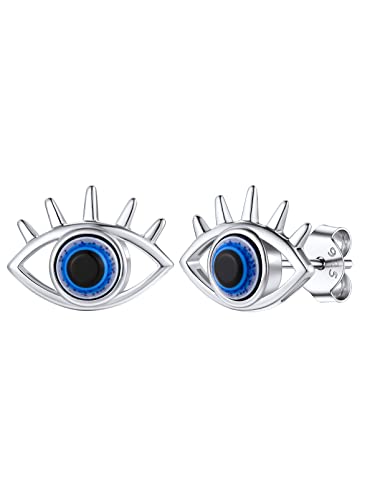 Supcare Damen Front-Back-Ohrringe Evil Eye Ohrringe Teufelsauge Witzig Ohrstecker weiß Ohrschmuck Boho Sommer Modeschmuck Ohrringe aus 925 Sterling Silber 06-Wimpern von Supcare