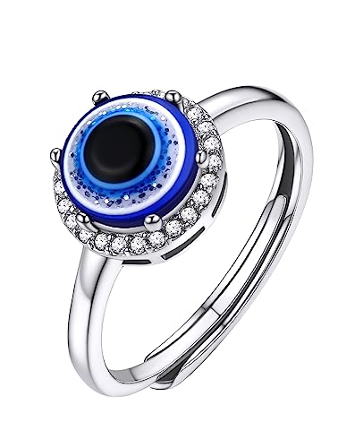 Supcare Damen Evil Eye Ringe Blau Teufelsauge Witzig Boho Modeschmuck aus 925 Sterling Silber Offener Ring Dämonenaugen für Geburtstag Muttertag Style-B Weißes Zirkonium-Design von Supcare