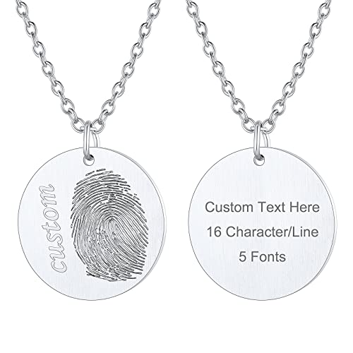 Supcare Damen Fingerabdruck Rund Halskette 316L Edelstahl Emorial Schmuck Frauen Custom Personalisierte Namen Anhänger mit Wunschetext Kette Gravur Memorial Mutter Kette für Herren Rund-Silber Supcare Damen Fingerabdruck Rund Halskette 316L Edelstahl Emorial Schmuck Frauen Custom Personalisierte Namen Anhänger mit Wunschetext Kette Gravur Memorial Mutter Kette für Herren Rund-Silber von Supcare