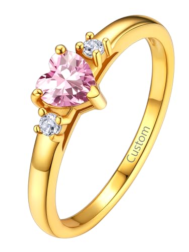 Supcare Damen Geburtsstein Ring Gold Ringe für Frauen Mädchen Diamond Ring for Women Verlobungsring mit Gravur Stein Ringe Namenringe mit Zirkonia Ring Eheringe Bandring Eternity Wedding Ring für Oma von Supcare